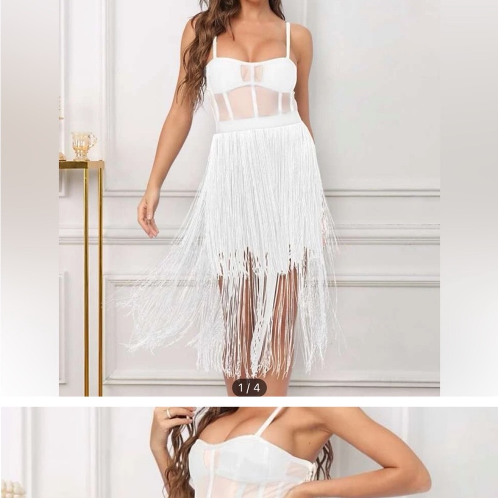White Fringe Dress